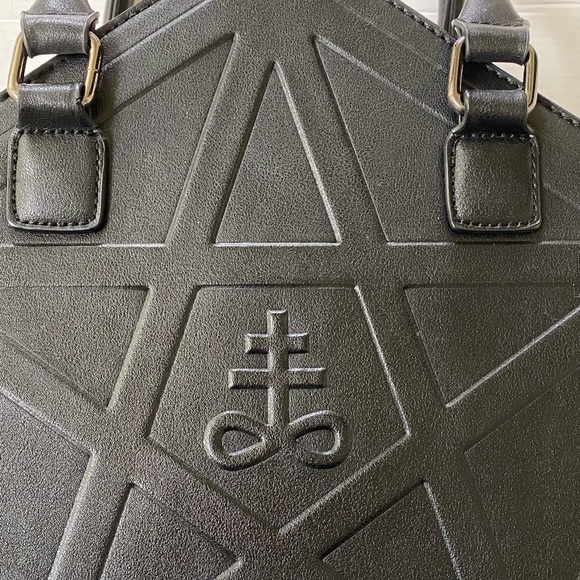 Killstar Kylie Kills Gothic Pentagram Lucifer Witch Black Faux Leather Bag Purse - Picture 7 of 11